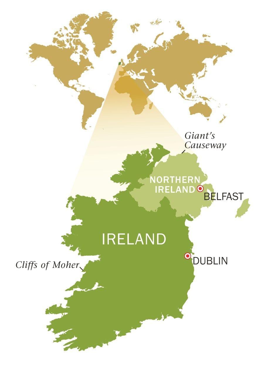 नक्शे के emerald isle, आयरलैंड