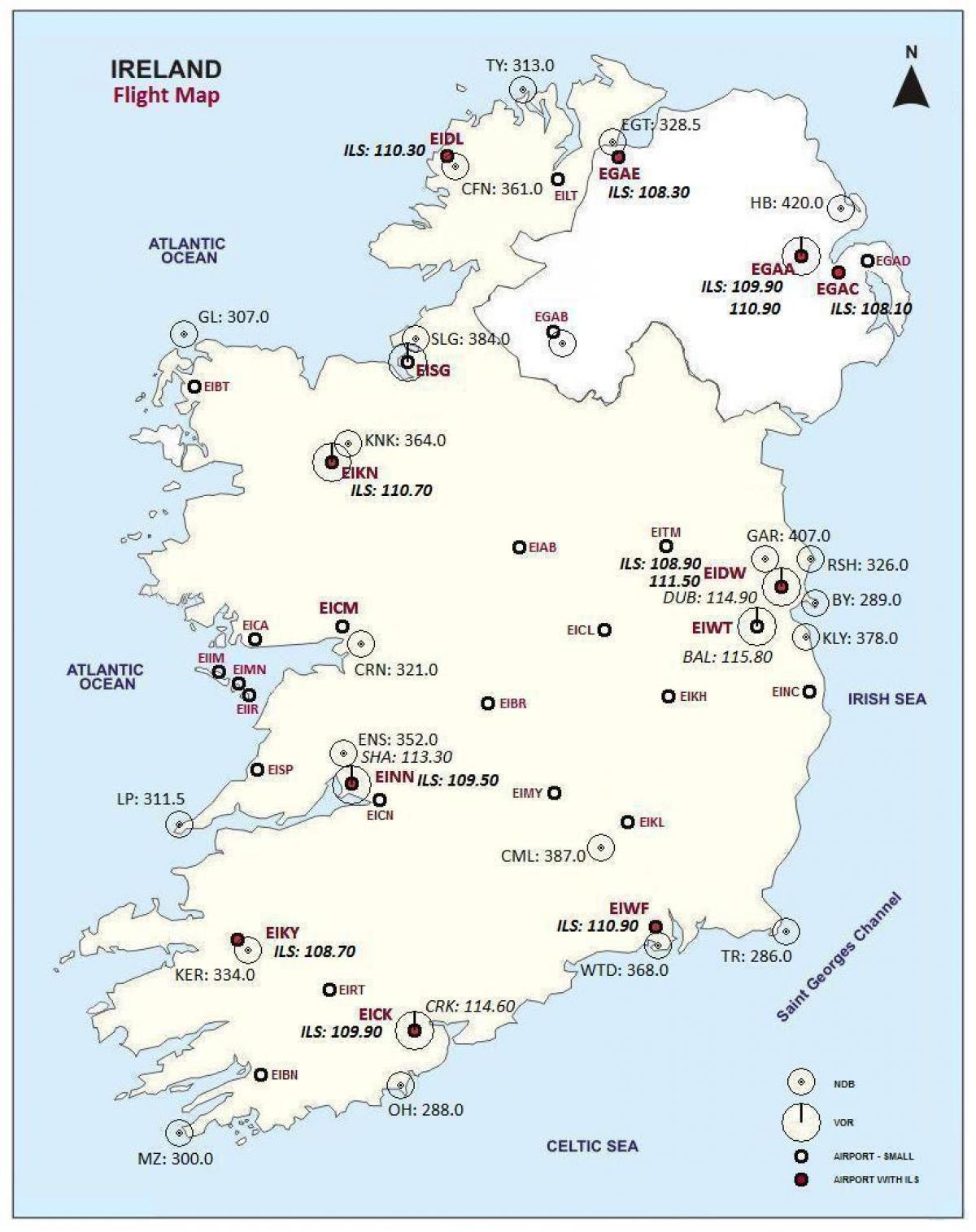 नक्शा आयरलैंड के दिखा हवाई अड्डों