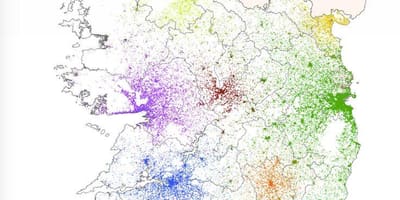 आयरलैंड जनसंख्या घनत्व नक्शा