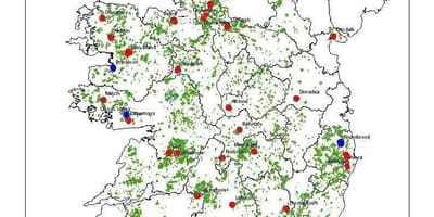नक्शा आयरलैंड के जंगलों