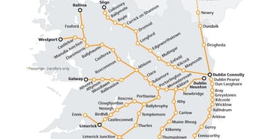 ट्रेन यात्रा में आयरलैंड के नक्शे