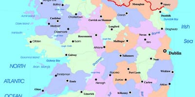 के राजनीतिक मानचित्र आयरलैंड और उत्तरी आयरलैंड